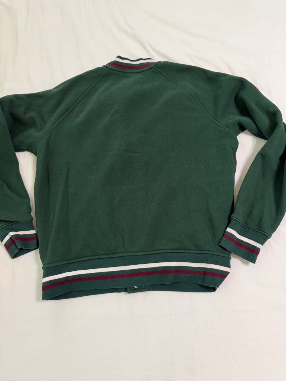 Polo by Ralph Lauren Dark Green baseball Jacket with Stripe Ribbing - Picture 9 of 9